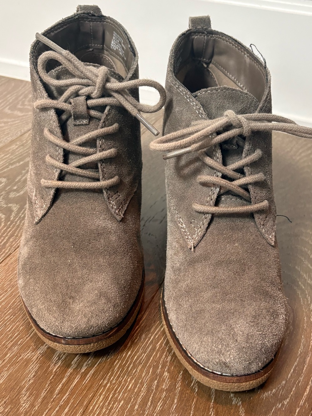 White Mountain Taupe Lace-Up Ankle Booties